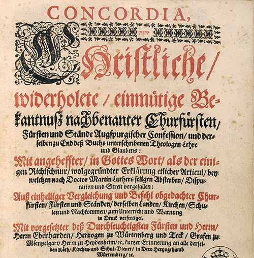 Titelblatt des 1681 in Stuttgart nachgedruckten Konkordienbuches. Vorlage: Landesarchiv BW HStAS A 202 Bü 513