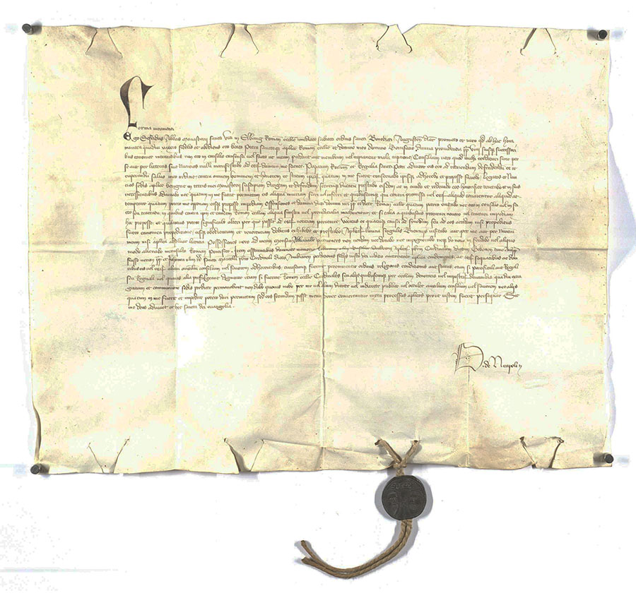 Litterae clausae: Eidformular des Abts von Ellwangen. 1400 Juni 12, Rom (Quelle: Landesarchiv BW, StAL B 389 U 62)