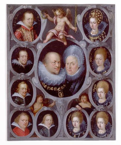 Foto von Herzog Friedrich I. und Herzogin Sibylla von Württemberg mit ihren Kindern