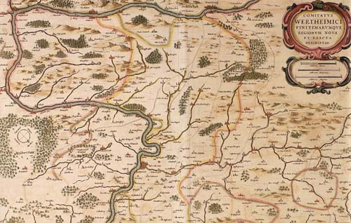 Karte der Grafschaft Wertheim von Johannes Jansson, um 1650 (GLAK H-f/360)