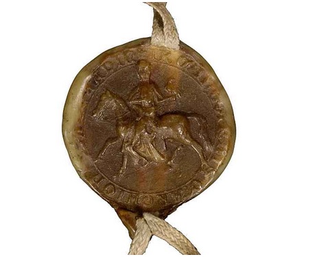  Reitersiegel der Irmgard, Markgräfin von Baden, 1259, Original (Quelle: Landesarchiv BW, HStAS A 514 U 638 (drittes Siegel)) 