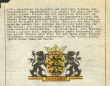 Wappenentwurf mit drei schwarzen Löwen - zur Erinnerung an die Enthauptung des Staufers Konradin sind die rechten Vorderpranken rot