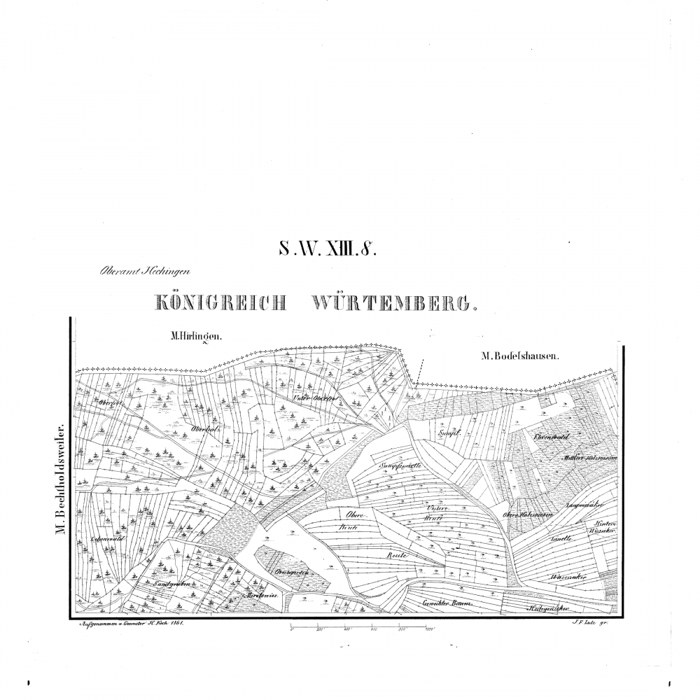 Kartenblatt SW XIII 8 Stand 1861 (nur hohenzollerischer Teil) (Bechtoldsweiler)