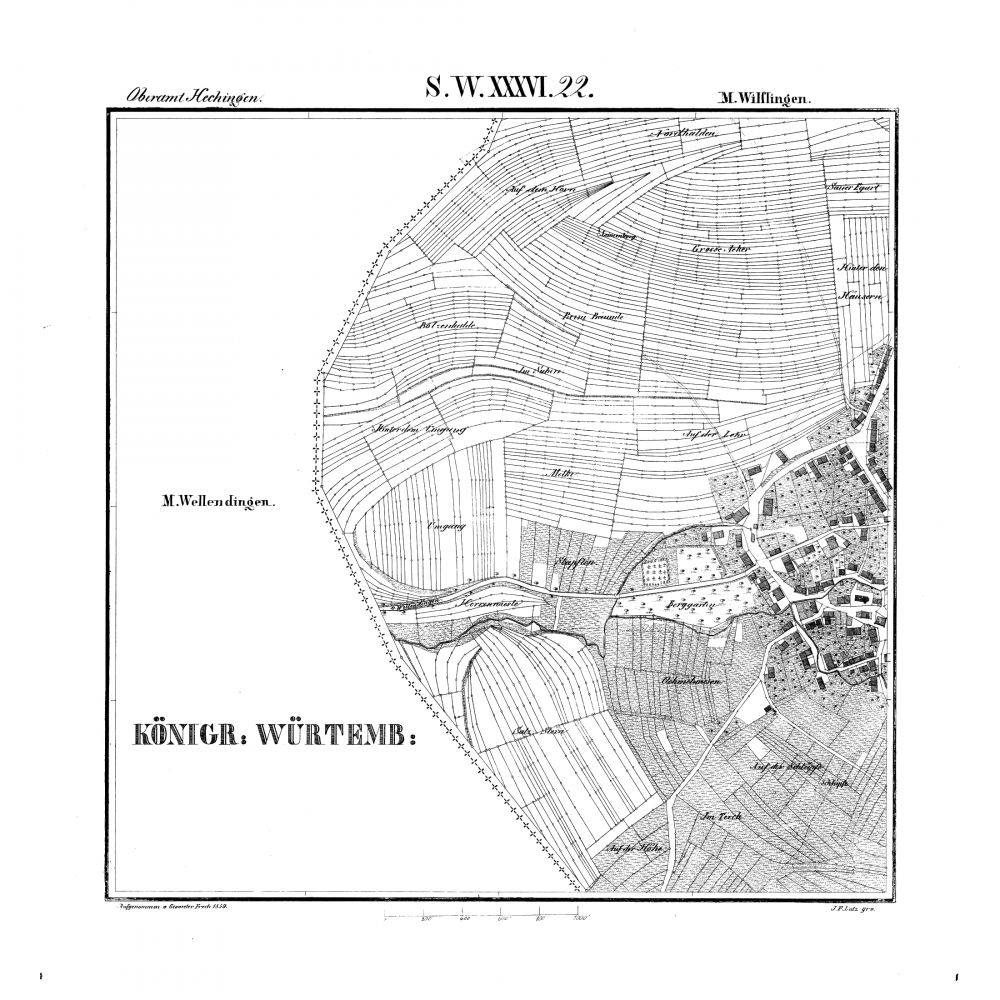 Kartenblatt SW XXXVI 22 Stand 1859 (nur hohenzollerischer Teil) (Wilflingen)