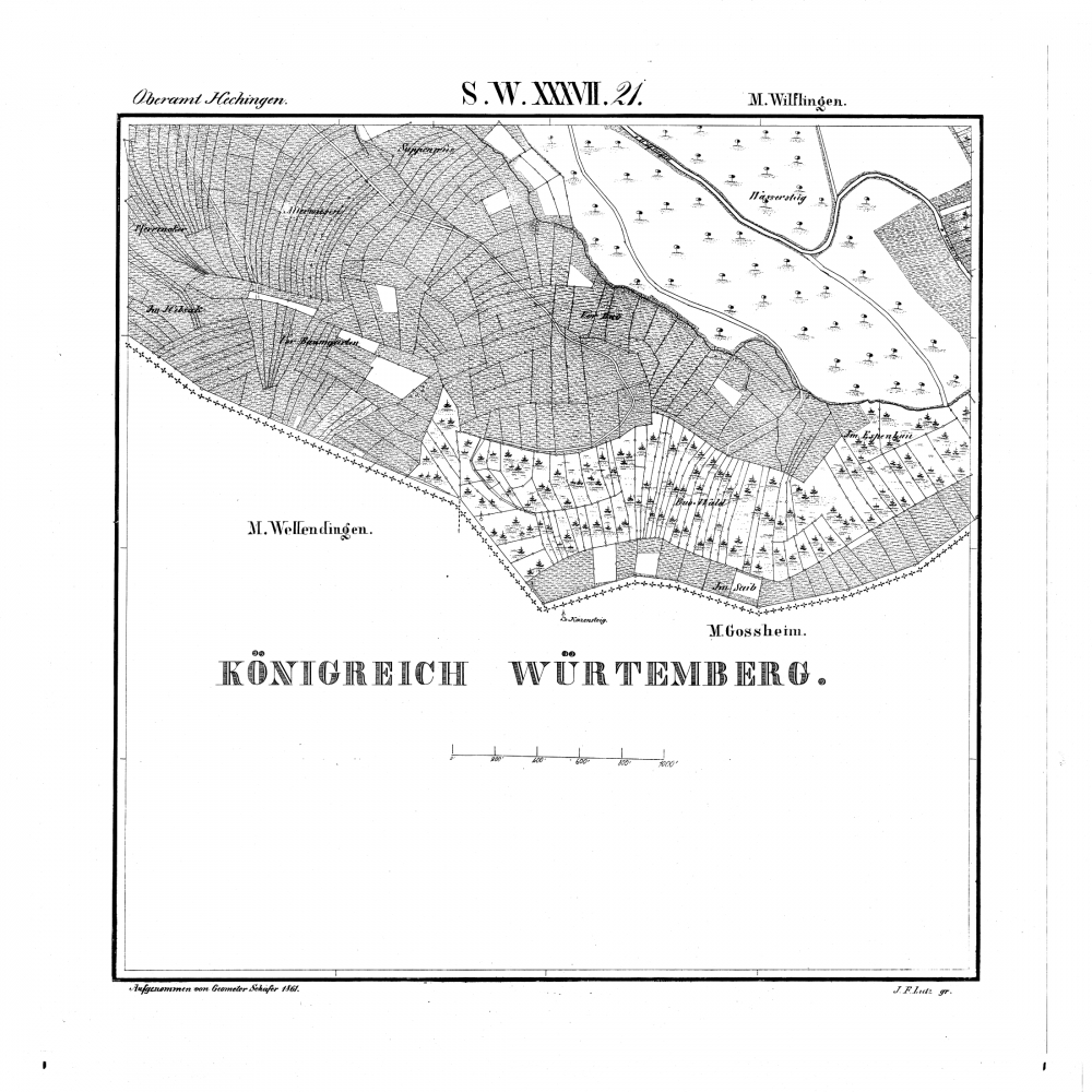 Kartenblatt SW XXXVII 21 Stand 1861 (nur hohenzollerischer Teil) (Katzensteig (Wannenhof), Wilflingen)