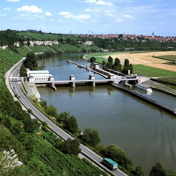 Staustufe am Neckar bei Poppenweiler 1999