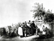 Taufe im Hohenlohischen - Aquarell von Reinhold Braun 1857