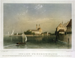 Friedrichshafen: Hafen mit Schloss: Stahlstich um 1840
