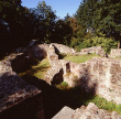Freiamt: Burgruine Keppenbach - gestreckte Burganlage auf einem Felsgrat 1991