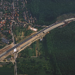 Karlsruhe: Autobahnbrücke bei Wolfartsweier über den Wettersbach, Luftbild 1993