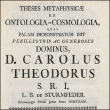 Theses Metaphysicae Ex Ontologia Et Cosmologia